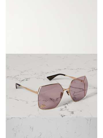 GUCCI EYEWEAR Square-frame gold-tone sunglasses