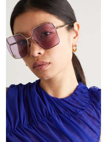 GUCCI EYEWEAR Square-frame gold-tone sunglasses