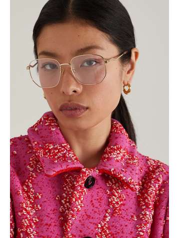 GUCCI EYEWEAR Lunettes de vue hexagonales en métal doré Wave