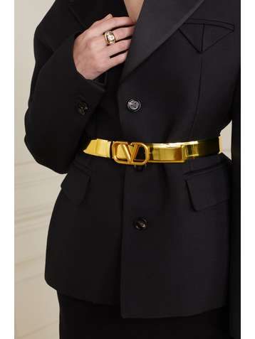 VALENTINO Ceinture en cuir métallisé VLOGO Valentino Garavani