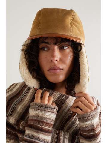 CHLOÉ Leather-trimmed suede and shearling hat