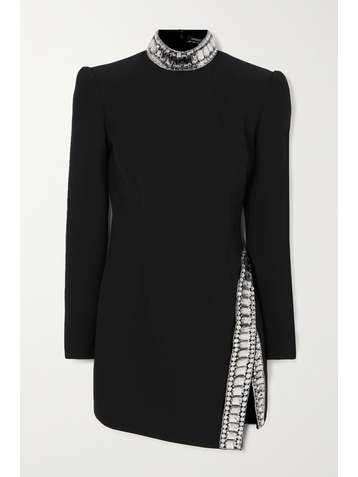 ANDREW GN Crystal-embellished crepe mini dress