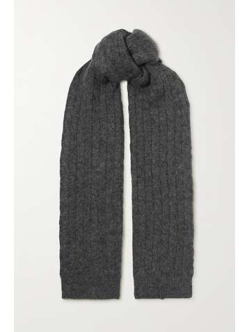 BRUNELLO CUCINELLI Bead-embellished metallic cable-knit scarf