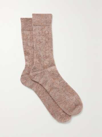 BRUNELLO CUCINELLI Metallic cable-knit socks