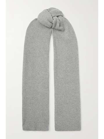 BRUNELLO CUCINELLI Sequin-embellished metallic ribbed-knit scarf