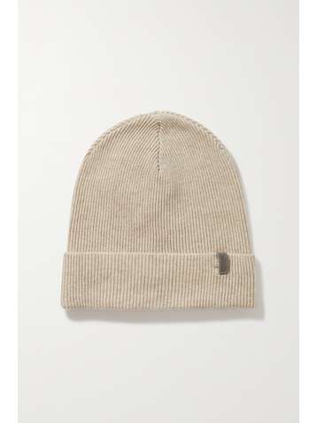 BRUNELLO CUCINELLI Bead-embellished ribbed cashmere beanie
