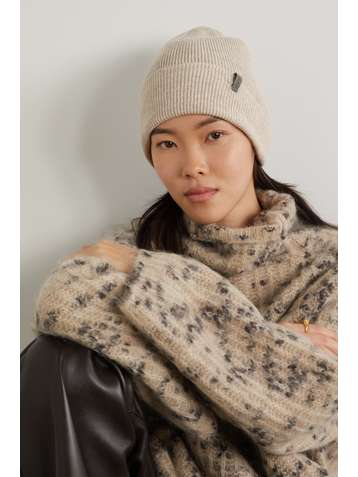 BRUNELLO CUCINELLI Bead-embellished ribbed cashmere beanie