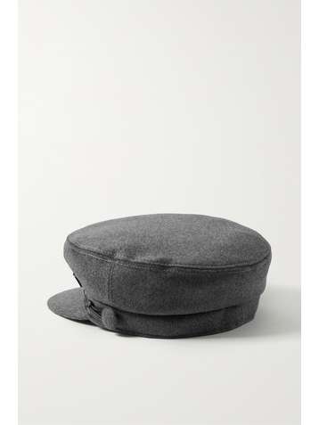 MAISON MICHEL New Abby embellished leather-trimmed cashmere-felt cap