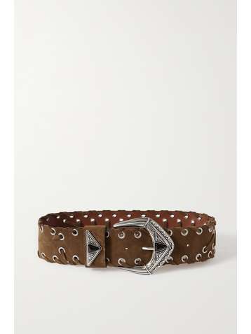 ETRO Eyelet-embellished suede waist belt