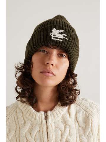 ETRO Bonnet en laine côtelée à broderies