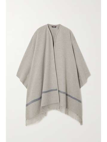 LORO PIANA Twelve fringed striped cashmere cape
