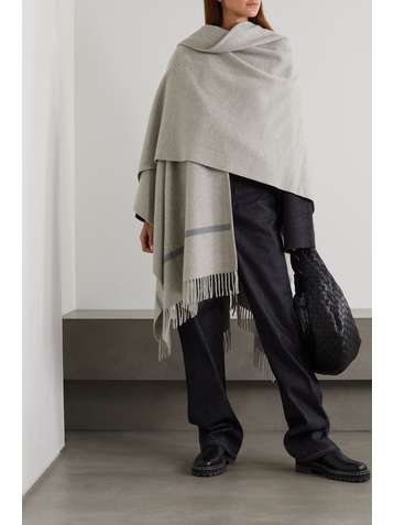 LORO PIANA Twelve fringed striped cashmere cape