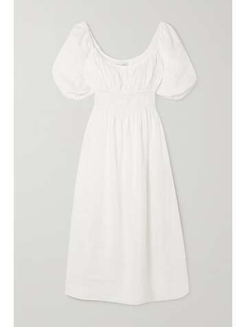 FAITHFULL THE BRAND + NET SUSTAIN Shay shirred linen midi dress