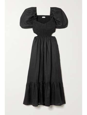 FAITHFULL THE BRAND Bloom shirred linen-gauze midi dress
