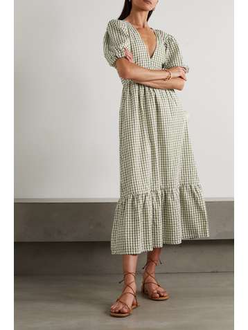 FAITHFULL THE BRAND + NET SUSTAIN Romilla cutout gingham cotton midi dress