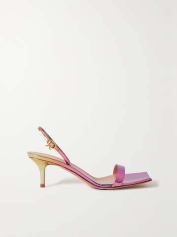 GIANVITO ROSSI Ribbon metallic leather slingback sandals
