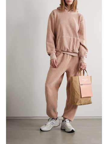 LES TIEN Sweat à capuche raccourci en molleton de coton et en jersey