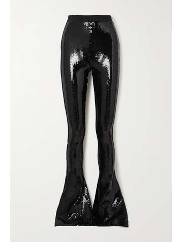DAVID KOMA Striped sequined chiffon flared pants