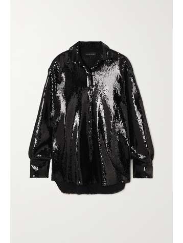 DAVID KOMA Sequined chiffon shirt