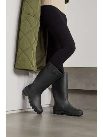 TOD'S Gomma Pioggia leather-trimmed rubber knee boots