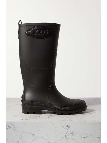 TOD'S Gomma Pioggia leather-trimmed rubber knee boots