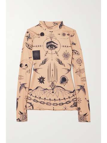 SACAI + Jean Paul Gaultier + Dr. Woo Oberteil aus bedrucktem Jersey