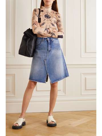SACAI + Jean Paul Gaultier + Dr. Woo Oberteil aus bedrucktem Jersey