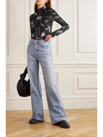 SACAI + Jean Paul Gaultier + Dr. Woo Oberteil aus bedrucktem Jersey