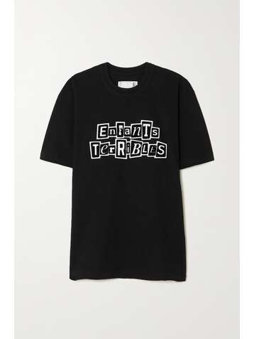 SACAI + Jean Paul Gaultier T-Shirt aus Baumwoll-Jersey mit Print und Applikation