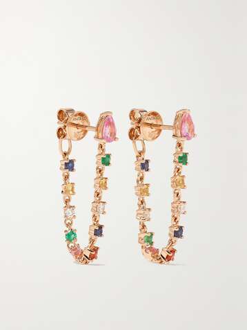 ANITA KO 18-karat rose gold, sapphire and diamond earrings