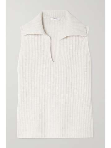 VINCE Ärmelloser Pullover aus einer gerippten Woll-Kaschmirmischung