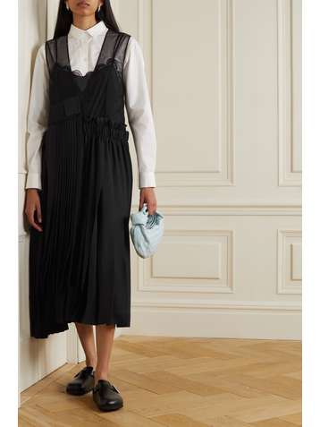 SIMONE ROCHA Crystal-embellished tulle and pleated crepe midi dress