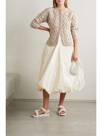 SIMONE ROCHA Faux pearl-embellished cable-knit cardigan