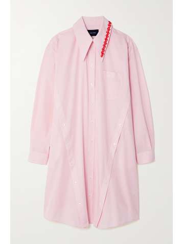 SIMONE ROCHA Oversized bead-embellished striped cotton-poplin shirt dress