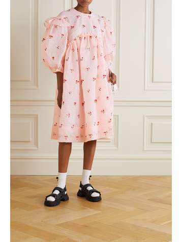 SIMONE ROCHA Ruffled embroidered cloqué dress