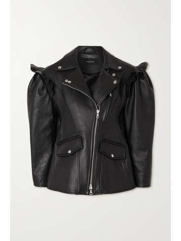SIMONE ROCHA Ruffled leather biker jacket