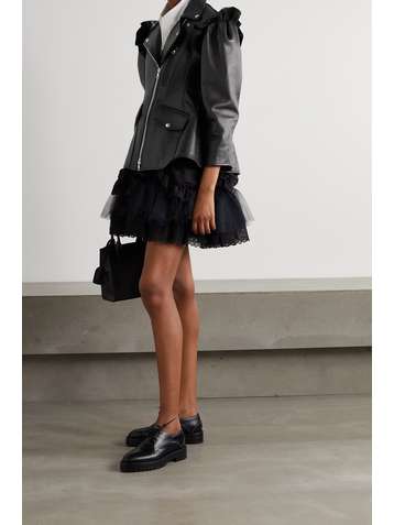SIMONE ROCHA Ruffled leather biker jacket
