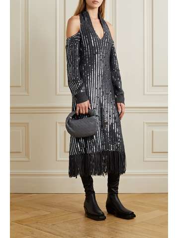 MONSE Fringed sequined merino wool halterneck midi dress