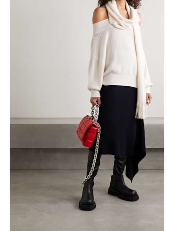 MONSE Draped ribbed merino wool-blend sweater
