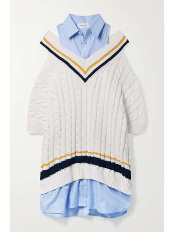 MONSE Oversized layered merino wool and cotton-blend mini dress