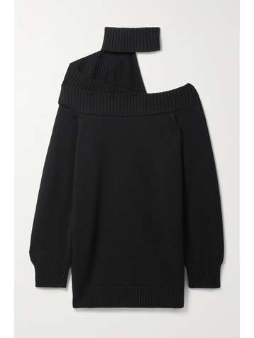 MONSE Off-the-shoulder merino wool turtleneck mini dress