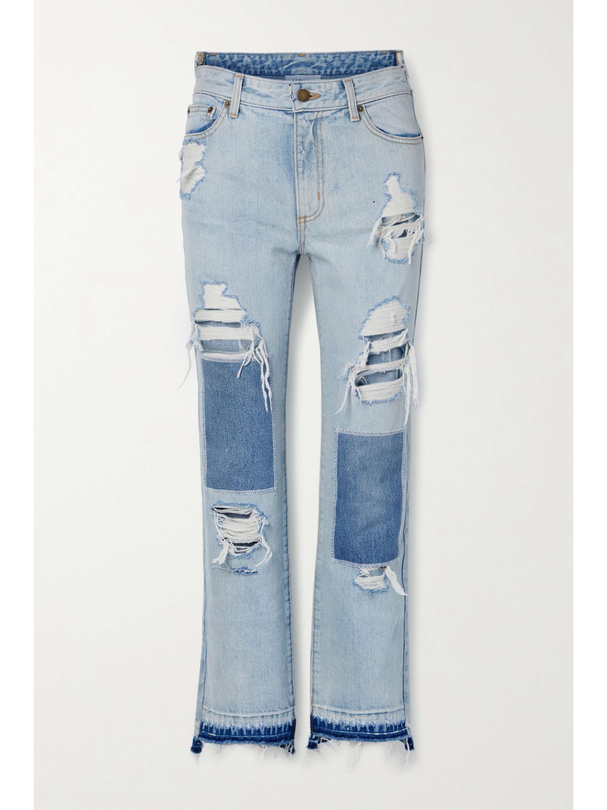 Indigo Distressed patchwork high-rise 