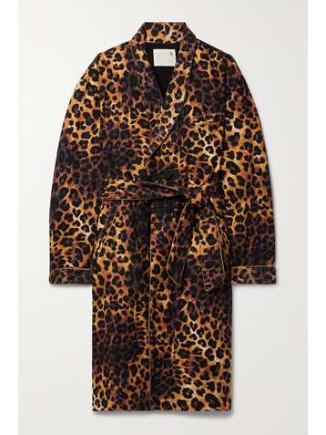 R13 Oversized belted leopard-print cotton-flannel coat