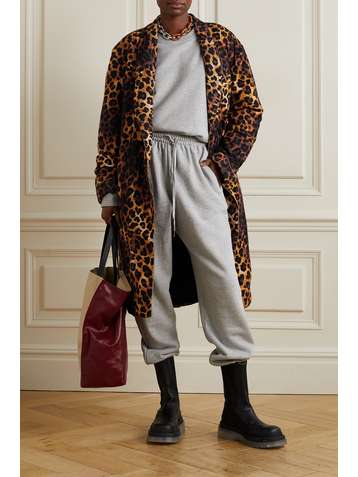 R13 Oversized belted leopard-print cotton-flannel coat