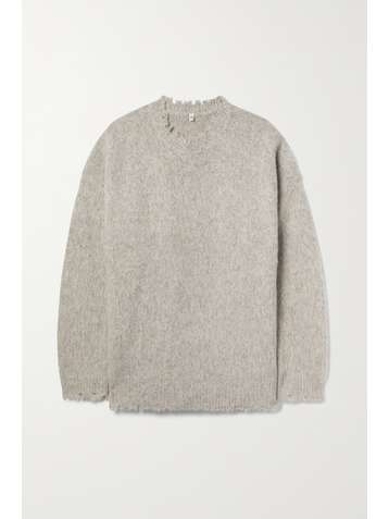 R13 Oversized distressed brushed merino wool sweater