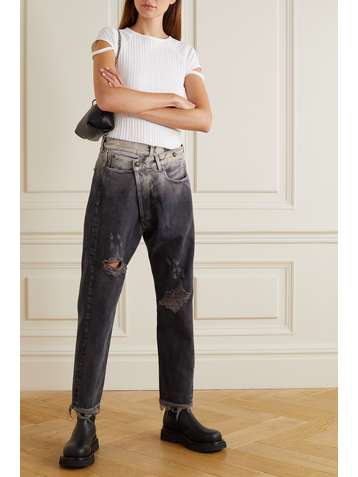R13 Crossover asymmetric distressed jeans