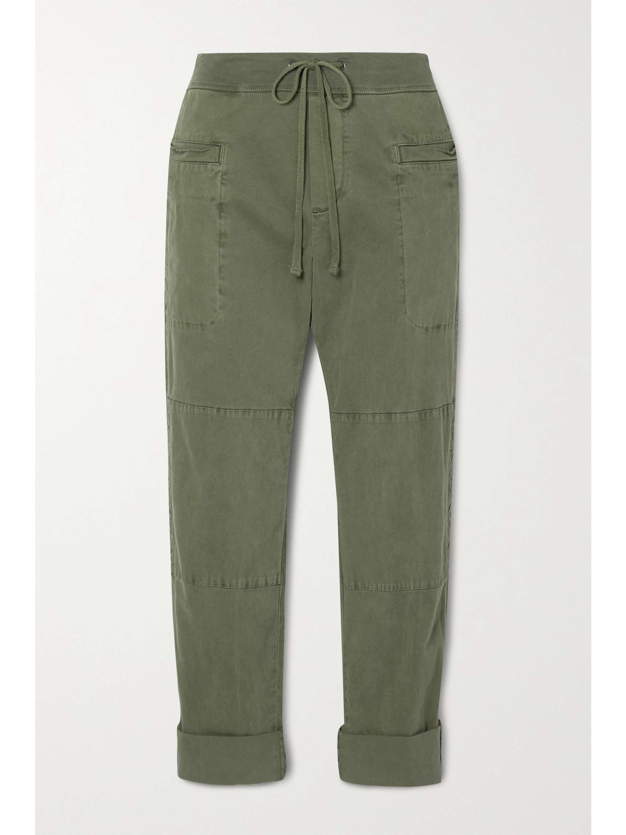 Cropped cotton-blend twill track pants 