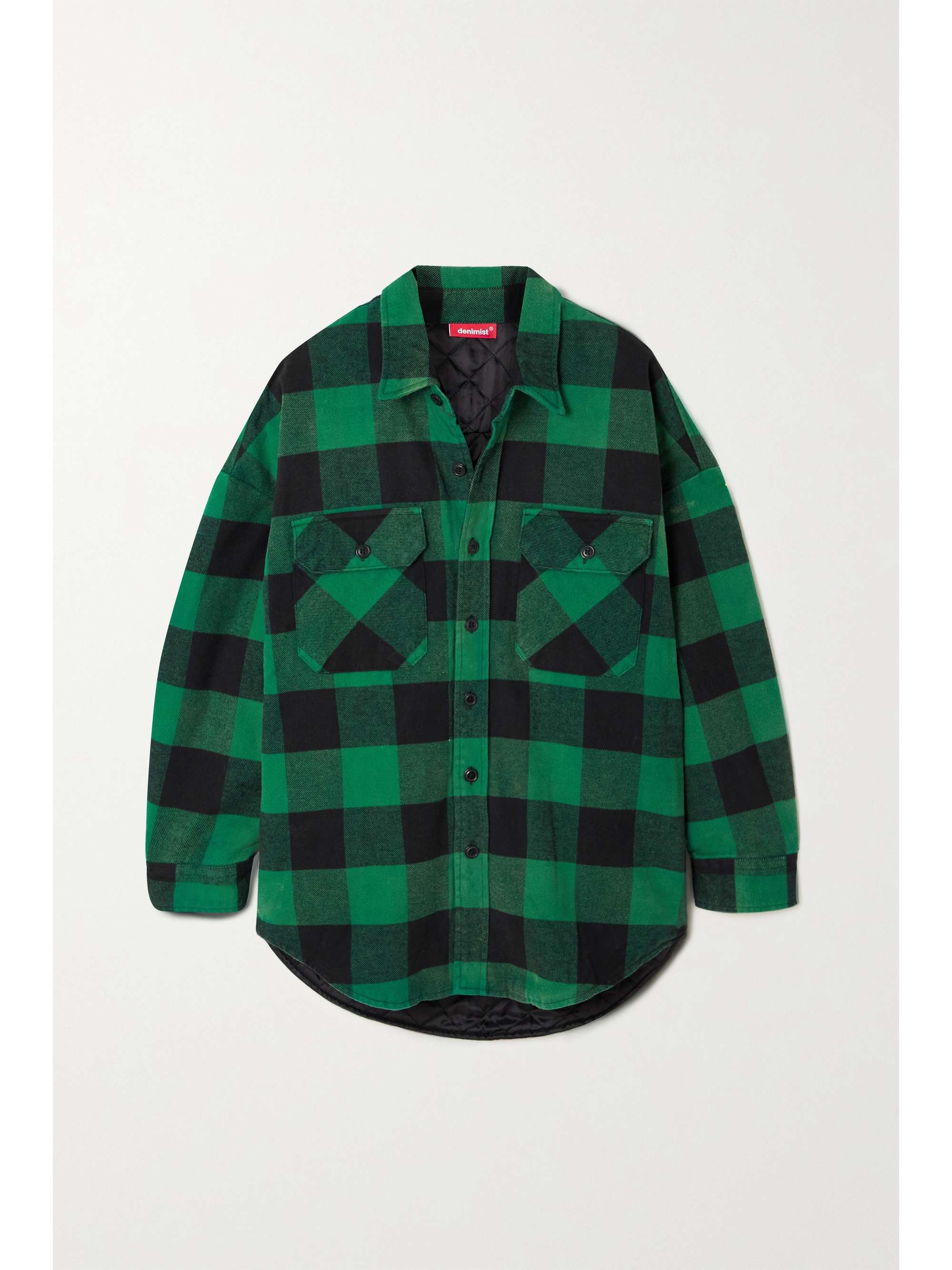 Green Oversized padded checked cotton 