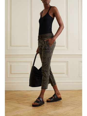 JAMES PERSE Rigid cropped camouflage-print cotton-jersey track pants