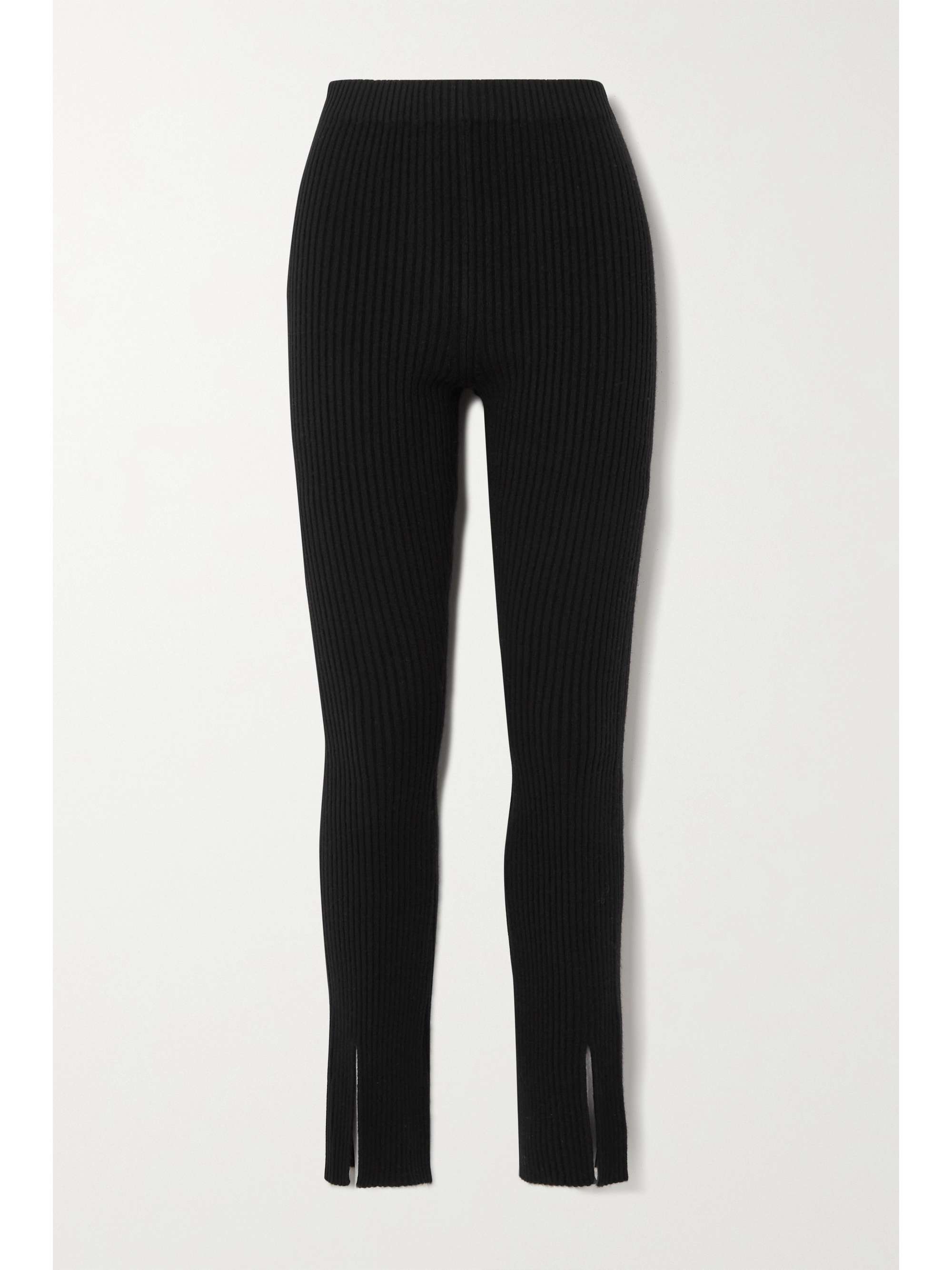 Black Sima ribbed cashmere leggings 